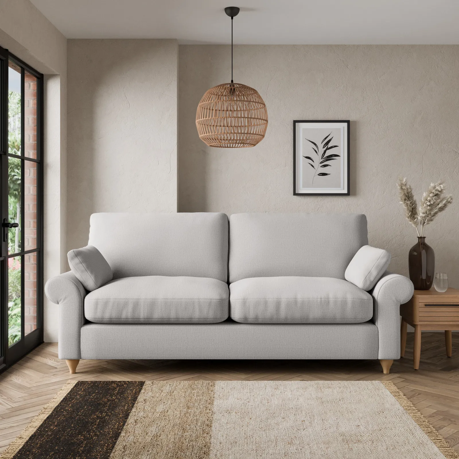 Salisbury Textured Weave 3 Seater Sofa Textured Weave Silver