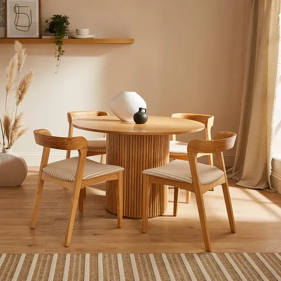 Melia Set of 2 Dining Chairs, Striped Fabric 3