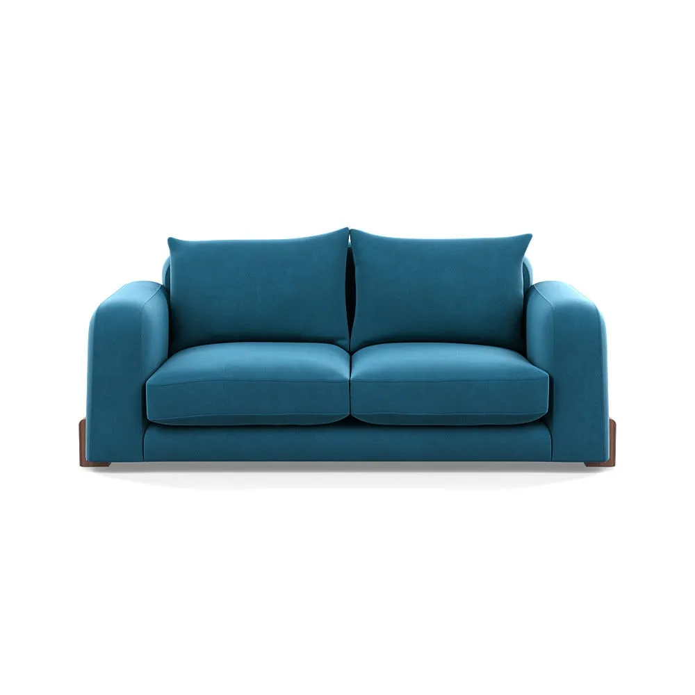 Heal's Nuvola 3 Seater Sofa Smart Velvet Ocean Walnut Stained Feet 1