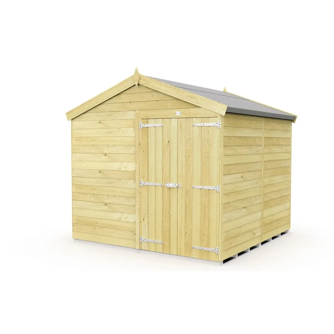 Buttercup Farm 8 x 8 Feet Apex Shed - Double Door W/O Windows - L243 x W231 x H217 cm in Brown
