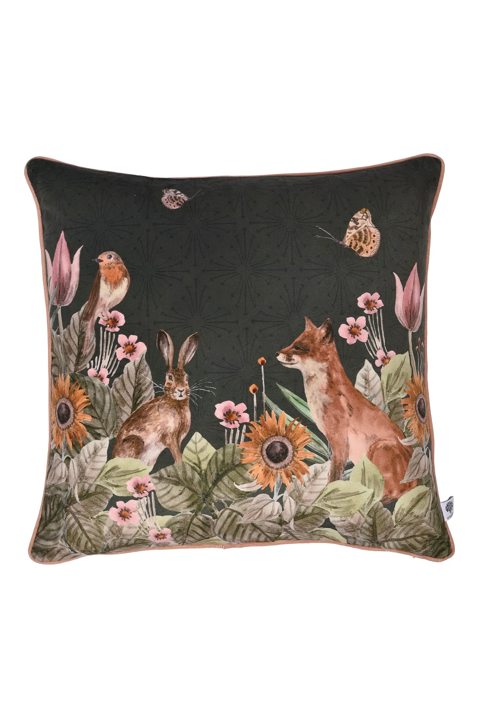 Appletree 'Foxdale' Luxe Velvet Filled Cushion in Dark Green 2