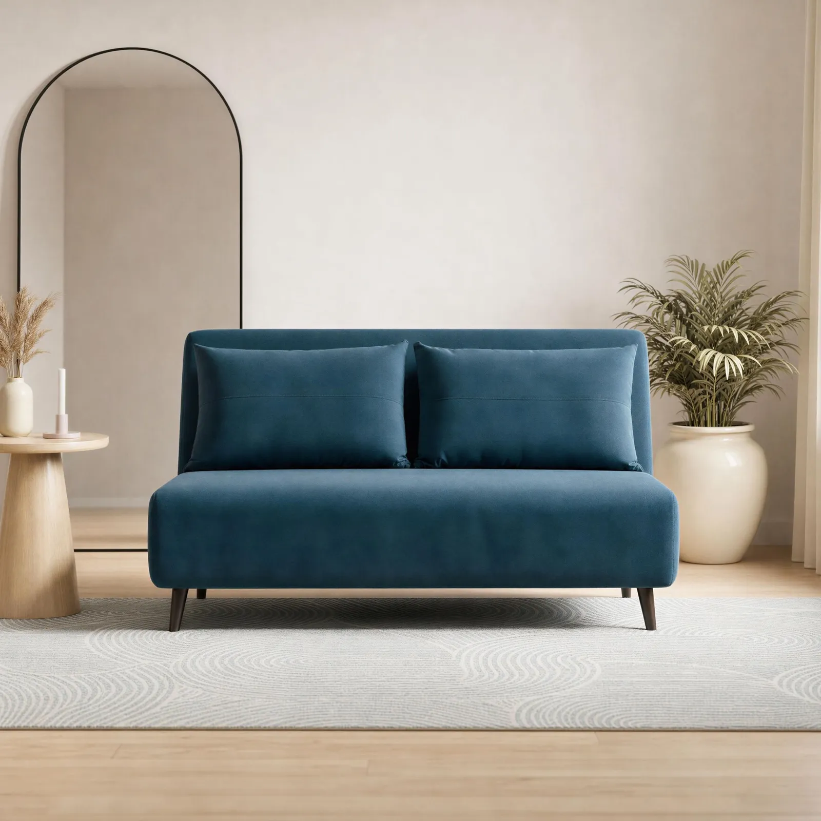 FurnitureboxUK Bobby Blue Velvet Double Folding Sofa Bed 3