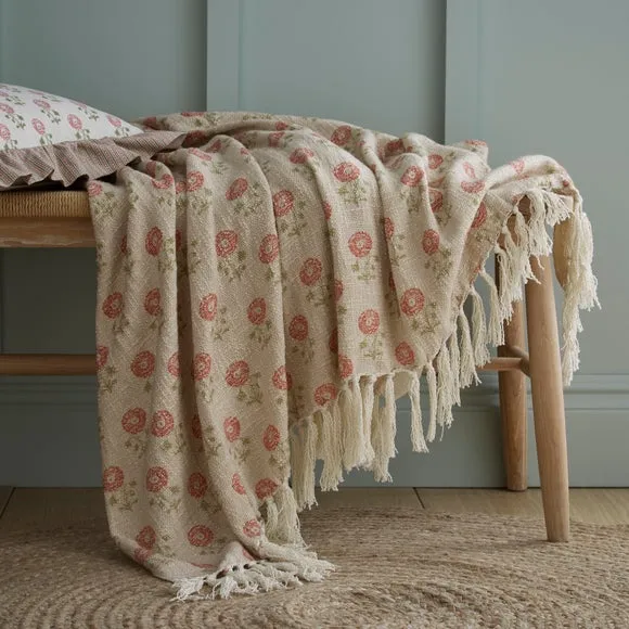 Lizzie Tile Cotton Throw Blanket, 130cm x 180cm