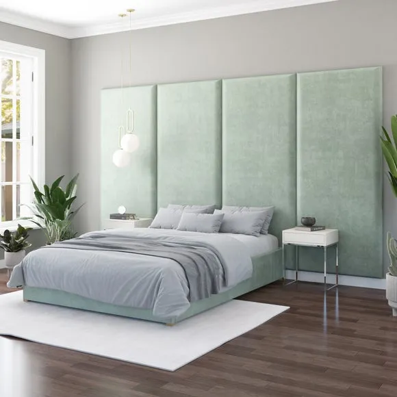 Hanging Wall Panel Dual Mount Plush Velvet Headboard 6