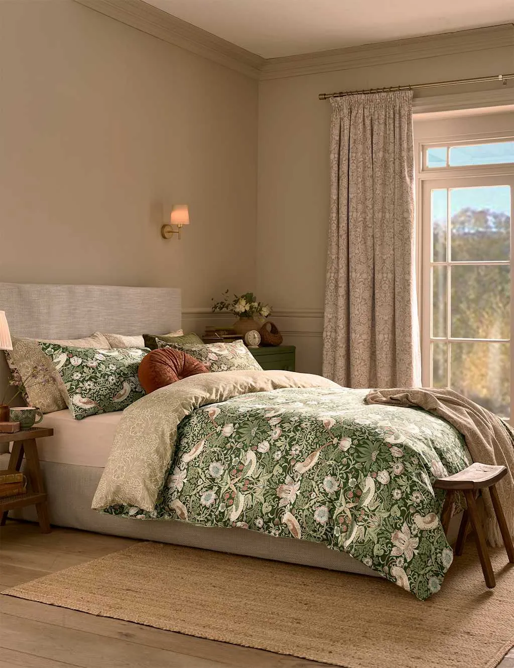 William Morris At Home 2 Pack 220 Thread Count Strawberry Thief Pillowcases Green Mix
