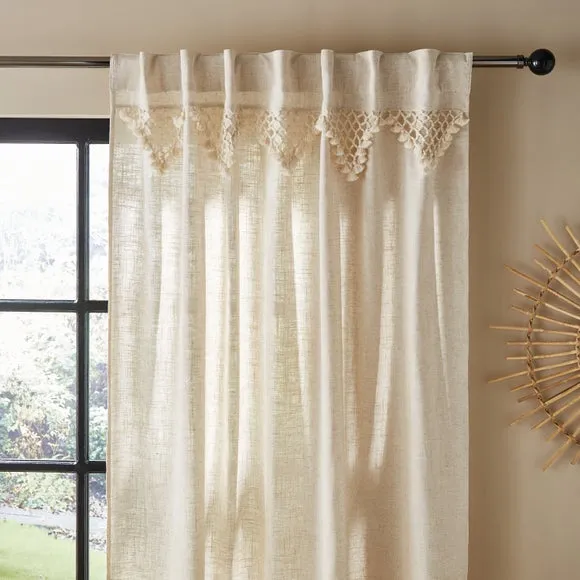 Macrame Border Hidden Tab Top Voile Panel 1