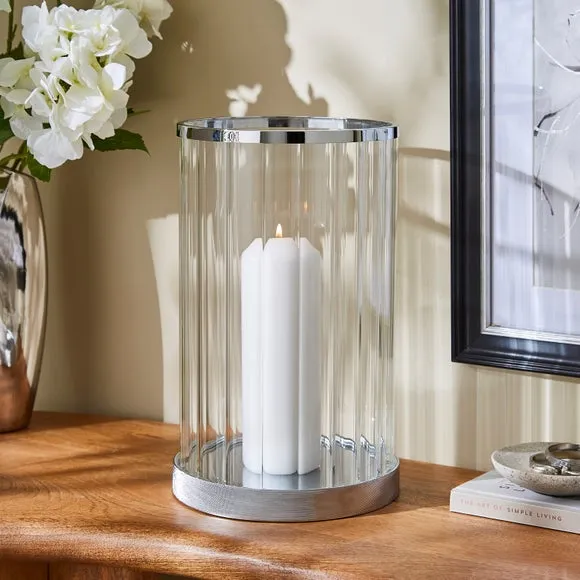 Hotel Chrome Hurricane Candle Holder 1