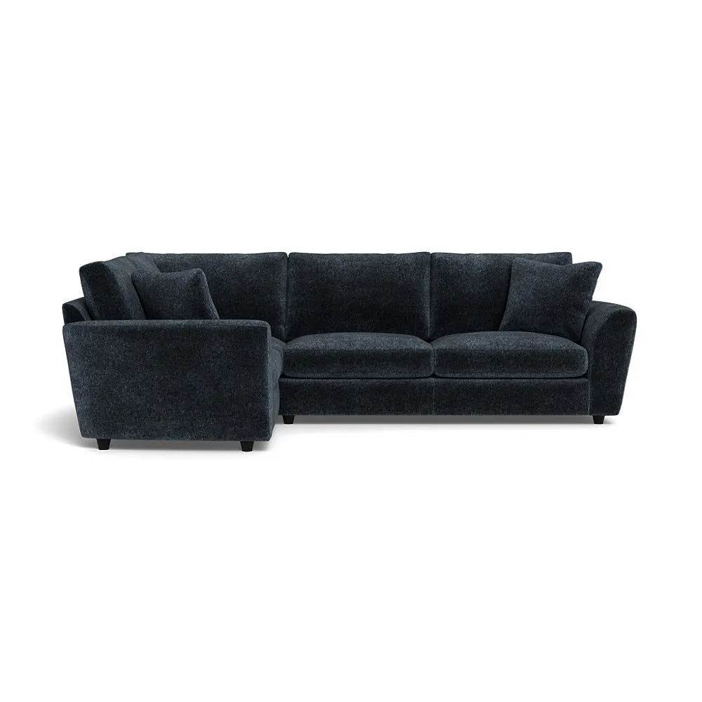 Heal's Snooze Left Hand Facing Corner Sofa Boucle Velvet Space Black Feet 1