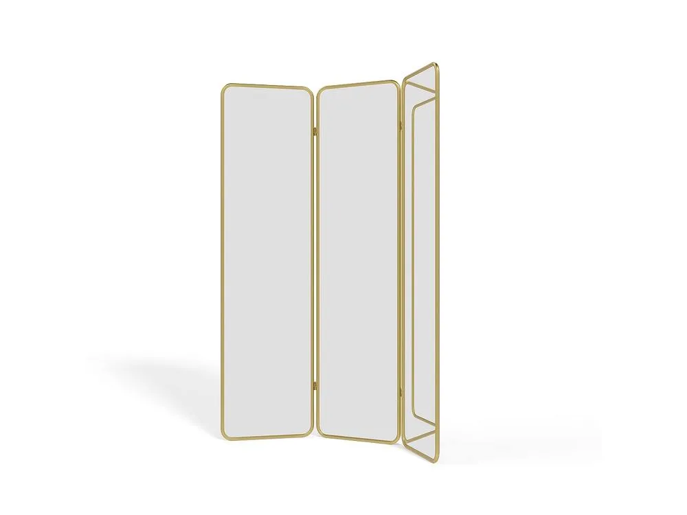 Vente-unique 3-Panel Mirror Room Divider In Metal - W. 146 X H. 180 Cm - Gold 5