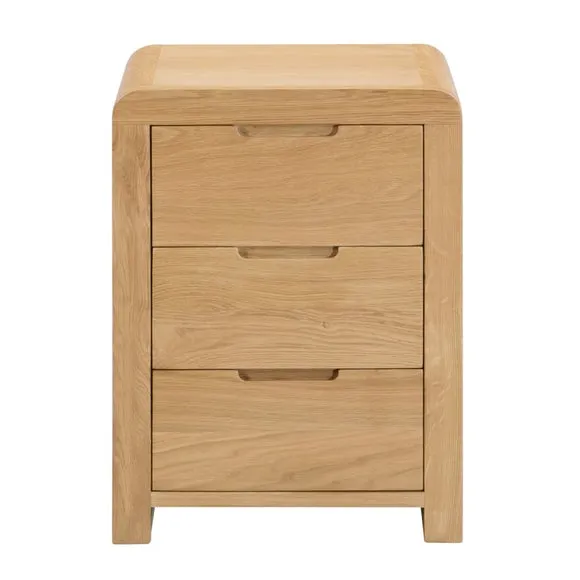 Return - Curve 3 Drawer Bedside Table, Oak 4