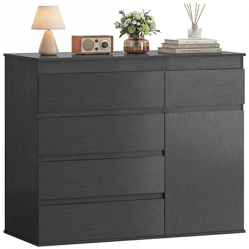 HOMCOM Sideboard Storage Cabinet, Kitchen Cupboard with 5 Drawers in Black 2