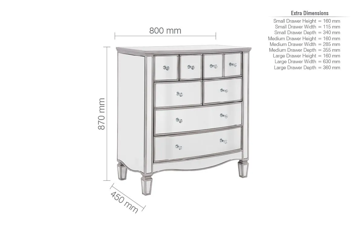 Birlea Elysee Merchant Chest Mirrored in Silver 6