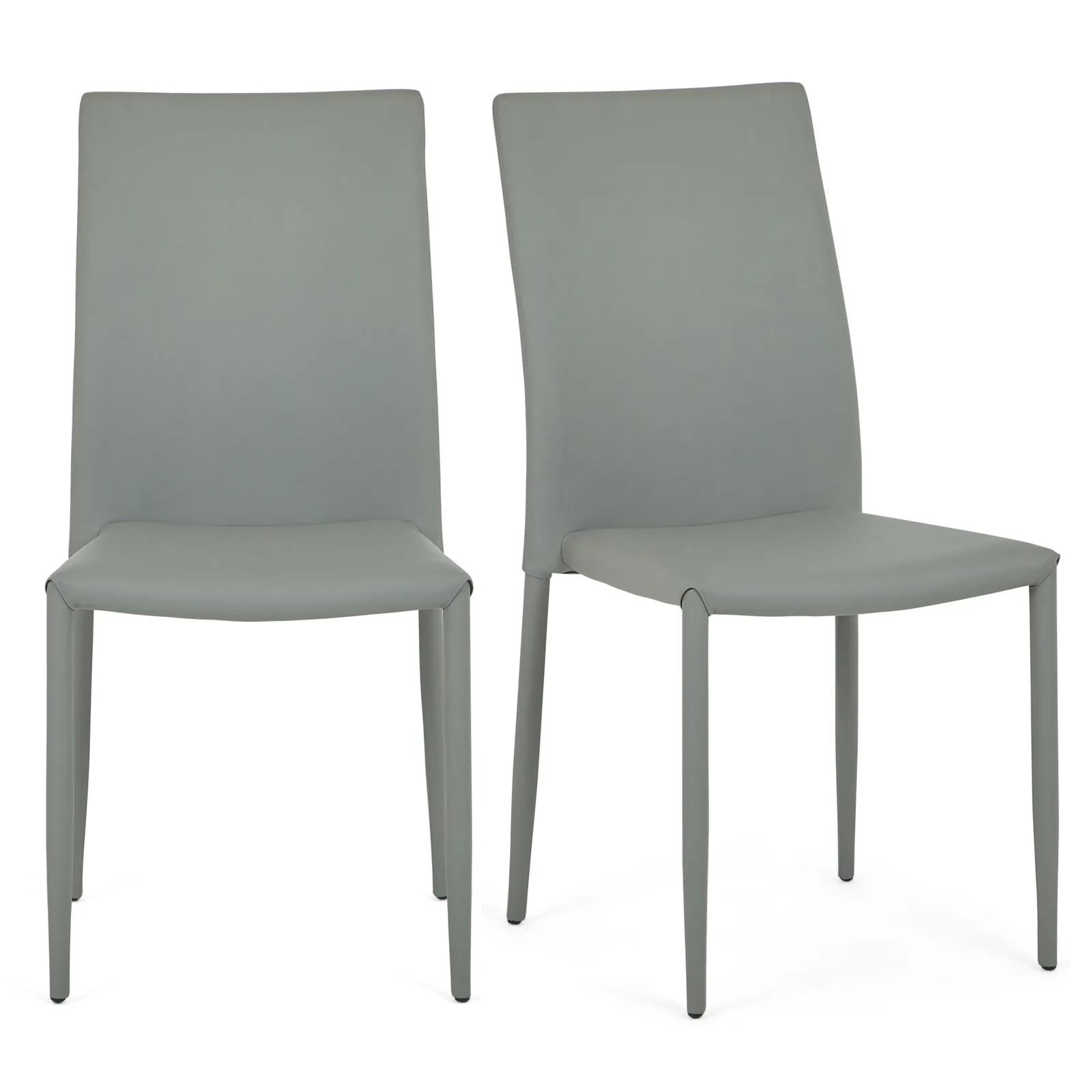 Axel Set of 2 Dining Chairs Grey PU Leather Grey