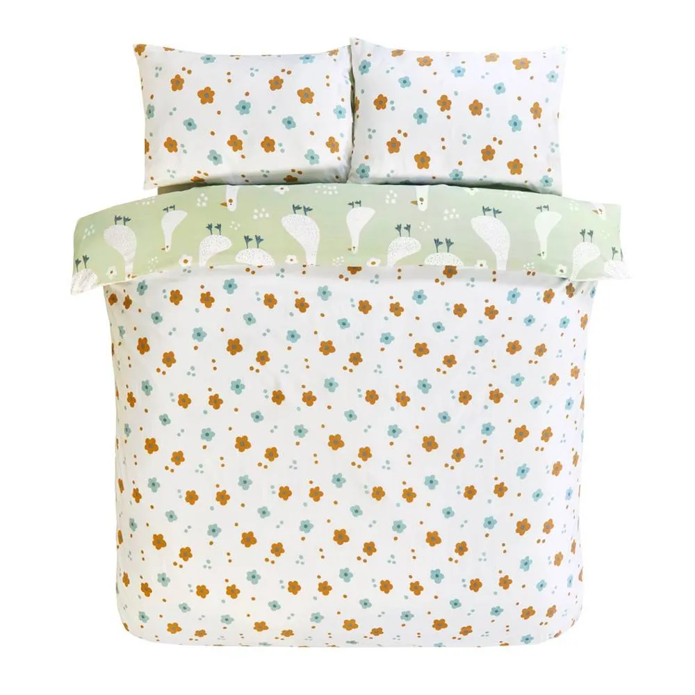 Rapport Home Jemima Duck Microfibre Duvet Cover Set with Pillowcase in Green 5