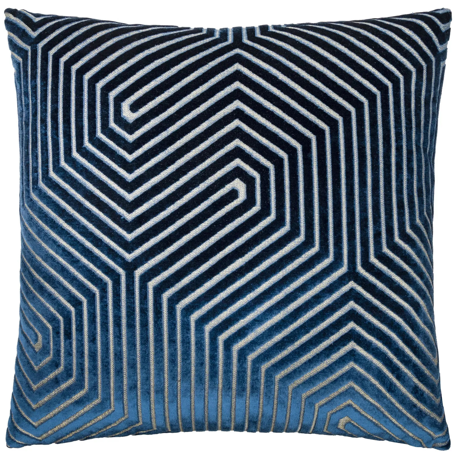Paoletti Evoke Cut Velvet Cushion Navy, Blue 2