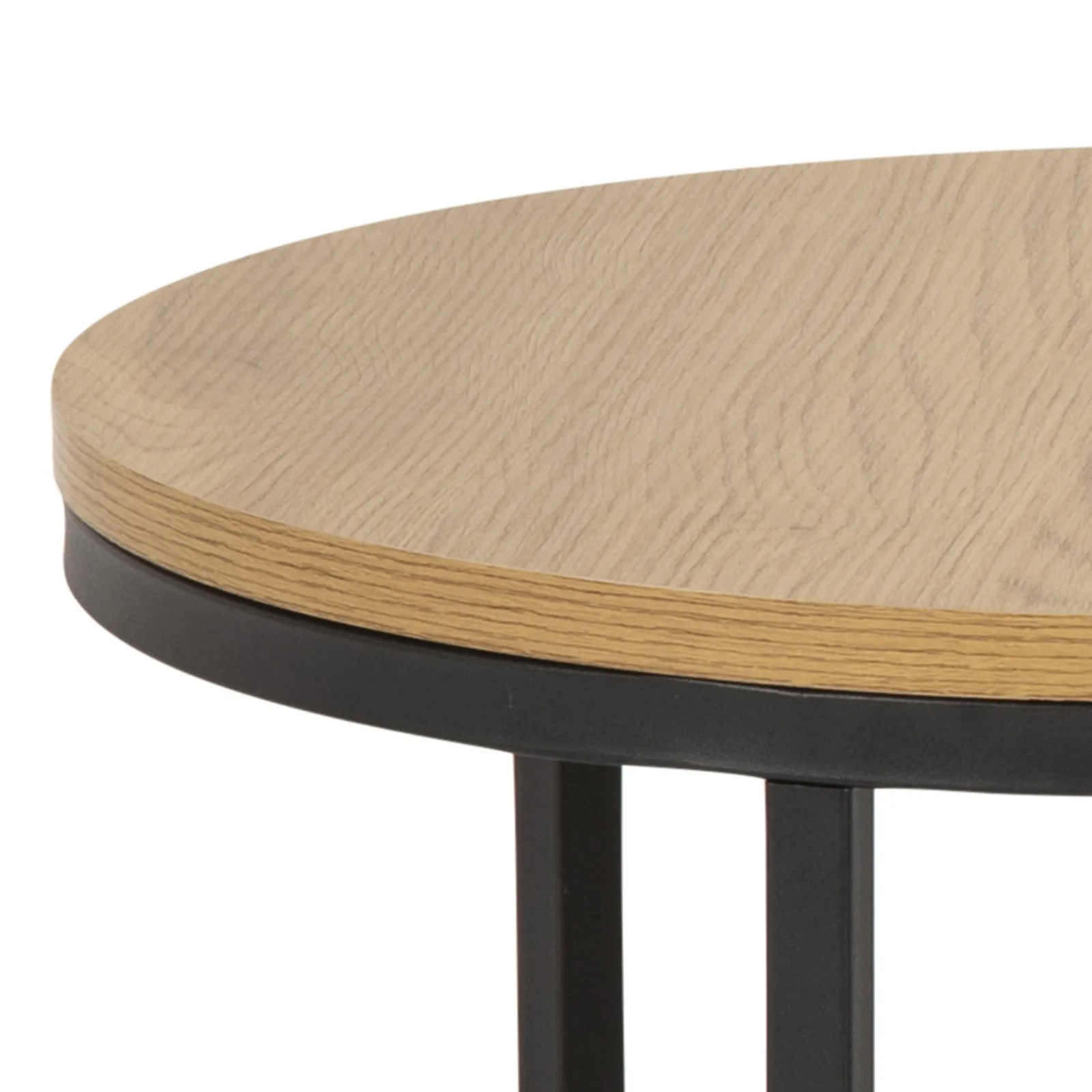 Furniture To Go Spiro Round Coffee Table Set with Oak Top & Black Legs 5