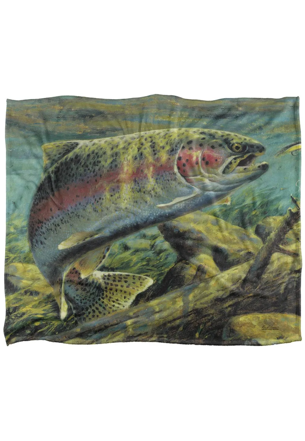 Wild Wings Rainbow Trout 2 Silky Touch Super Soft Throw Blanket 152 X 127 cm in White