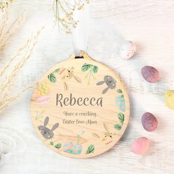 Personalised Easter Bunny Wooden Decoration 2