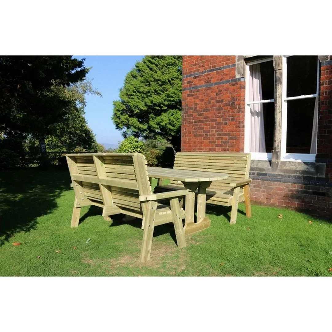 Churnet Valley Garden Furniture Ltd Ergo Dining Table Bench Set - Sits 4 - Min. Assembly Required in Brown 4