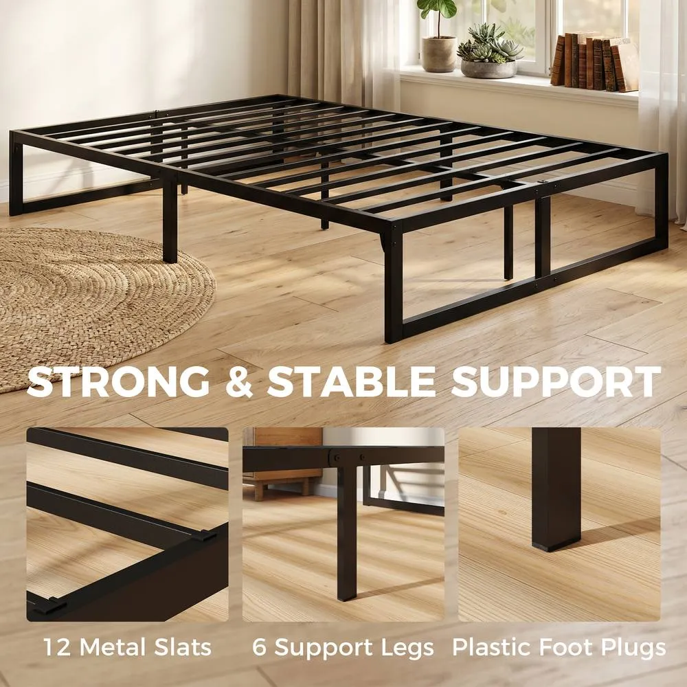 HOMCOM 4ft6 Double Bed Frame with Underbed Storage, Noise-Free, Black 4