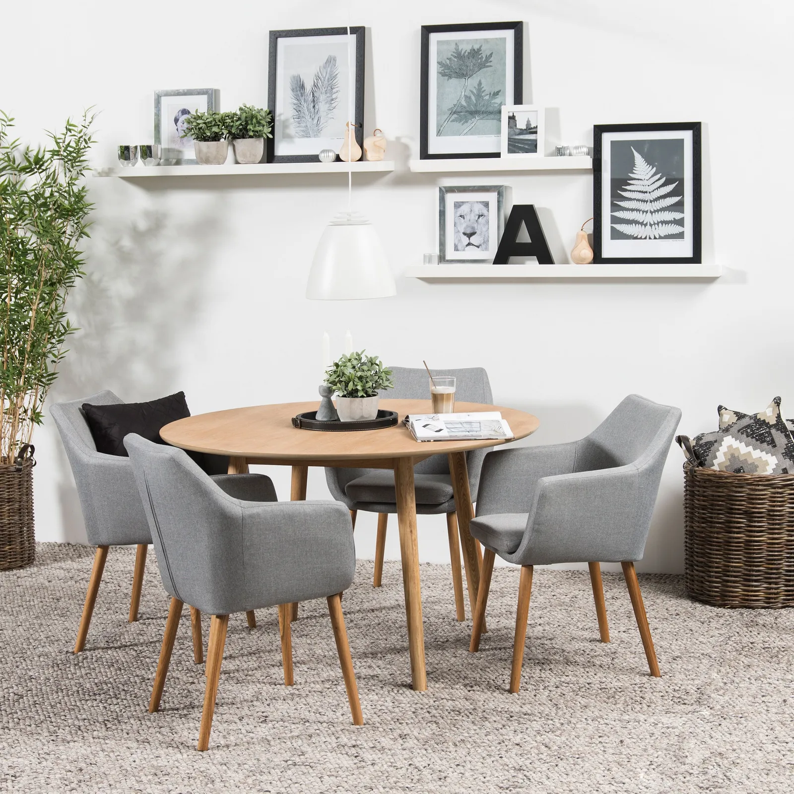 Furniture To Go A-Line Round Dining Table in White Oak in Light Oak 3