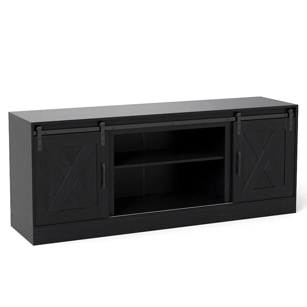 Costway Wooden TV Stand Cabinet for 70 Inch TVs Media Entertainment Center in Black 2