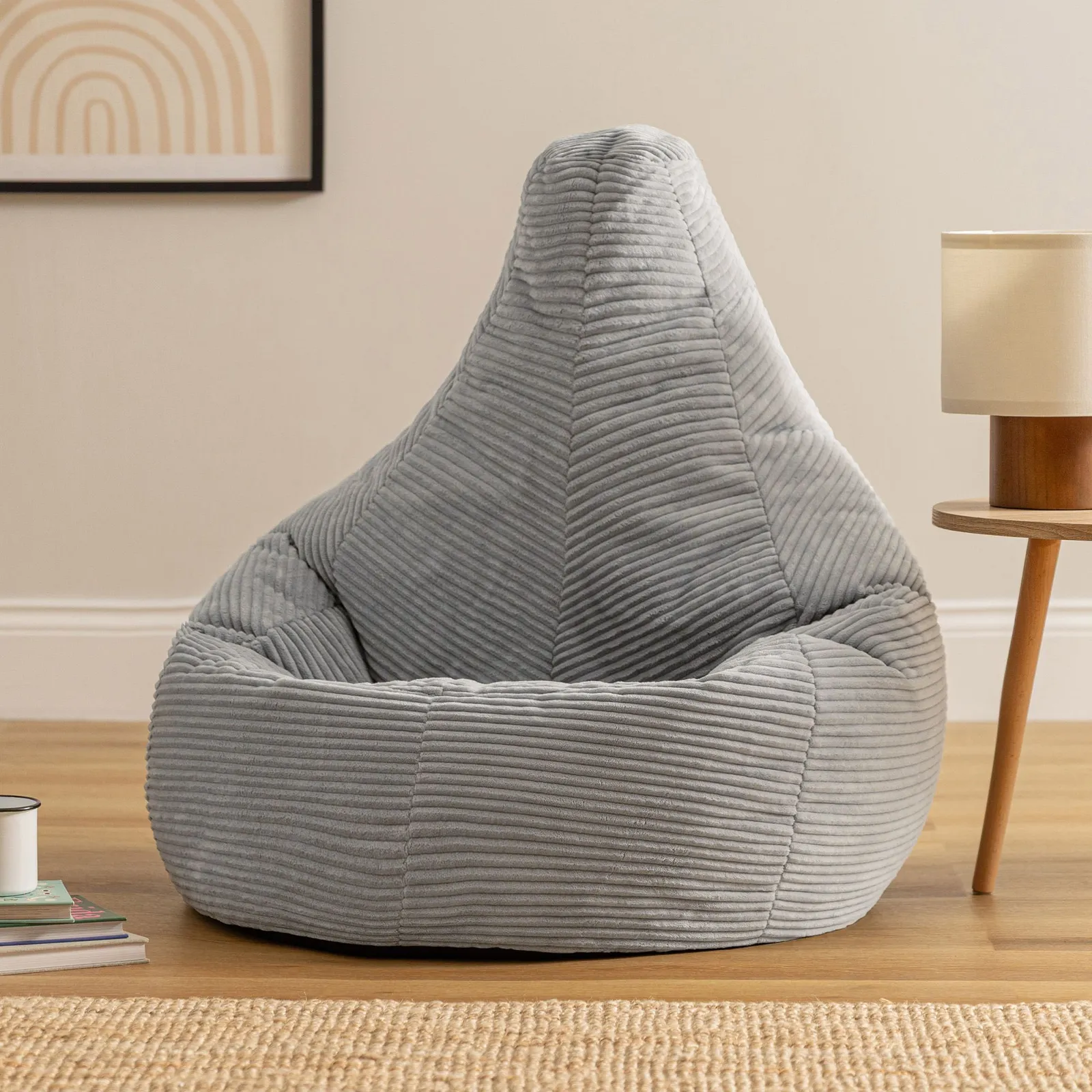 icon Dalton Medium Bean bag, Corduroy in Light Grey