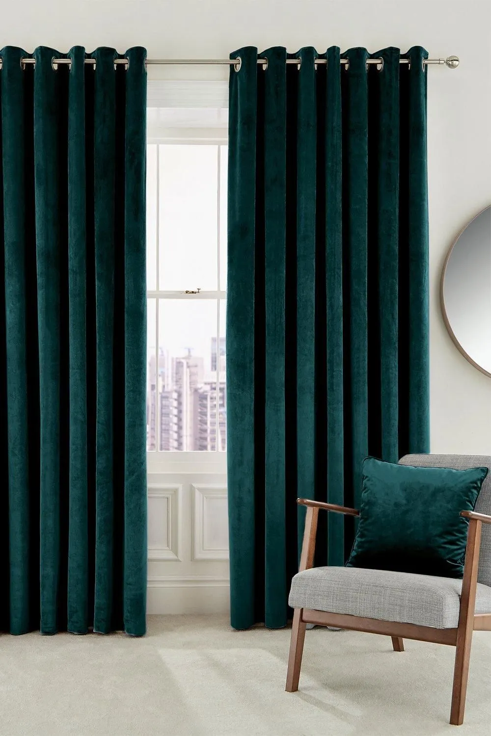 Helena Springfield 'Escala' Woven Lined Curtains in Teal 1