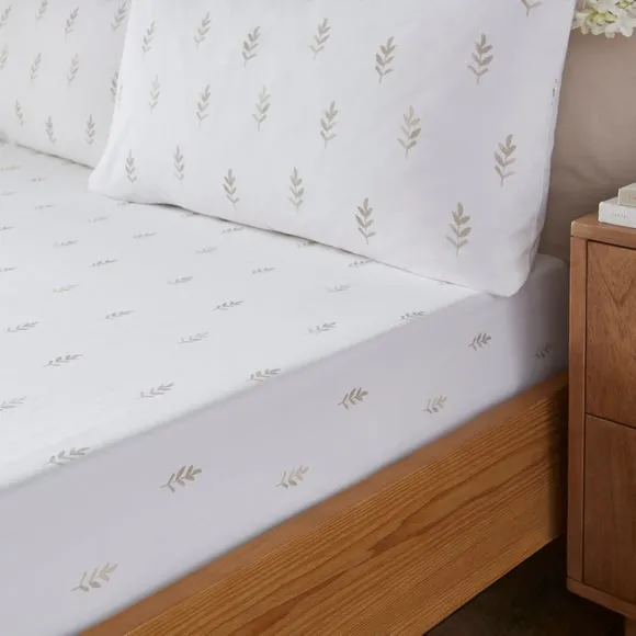 Harper Stem Floral 144 Thread Count Cotton Fitted Sheet