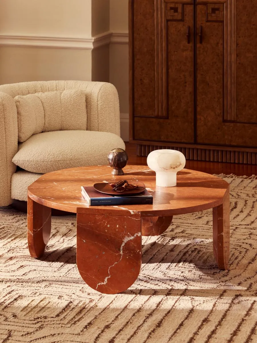 Tobias Coffee Table, Rosso Alicante Marble