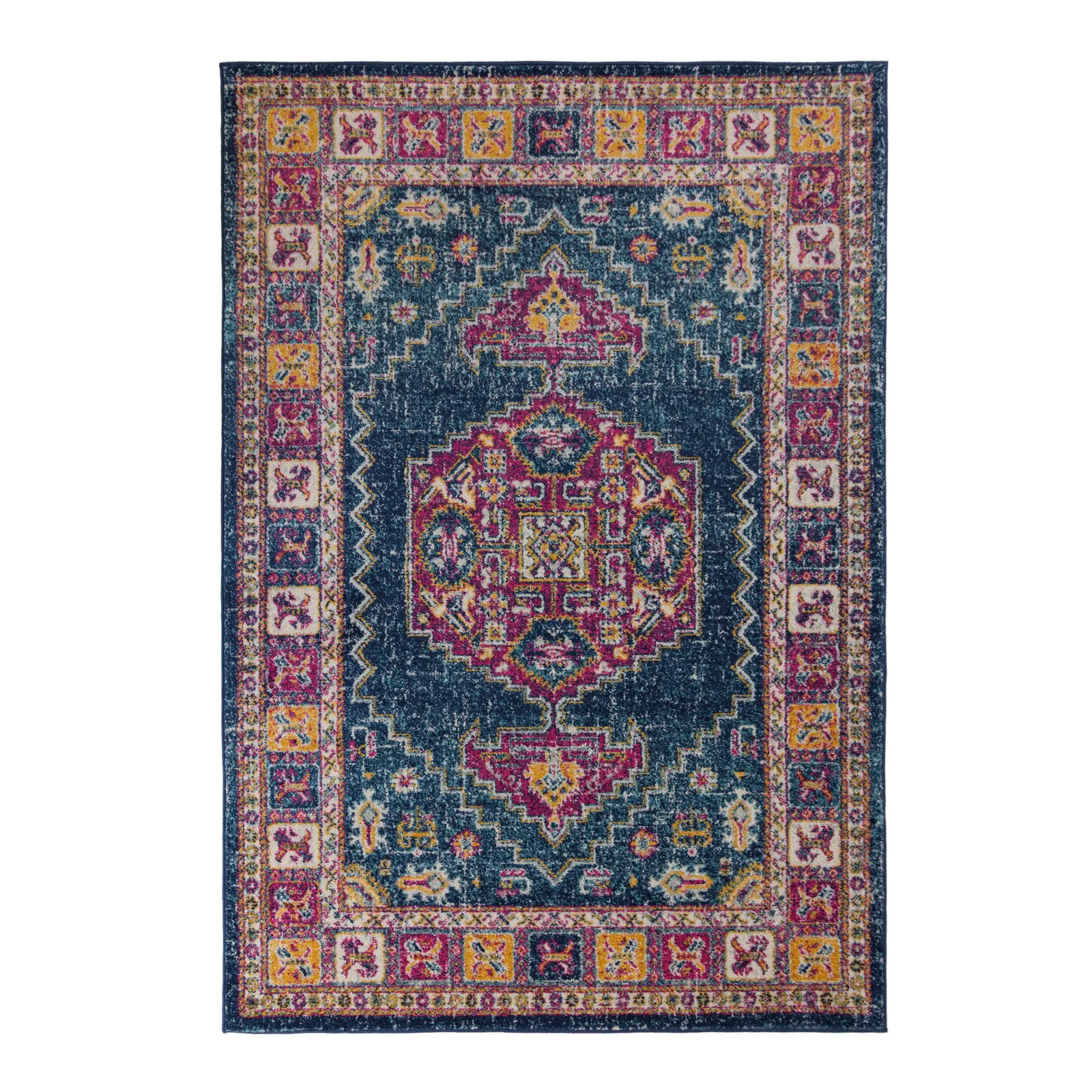 Urban Traditional Rug Pink, Blue and Yellow