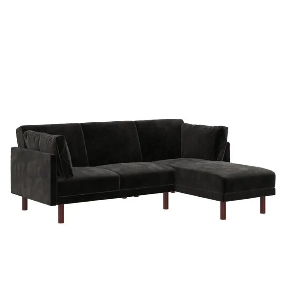Clair Velvet Sprung Seat Corner Chaise Double Sofa Bed 3