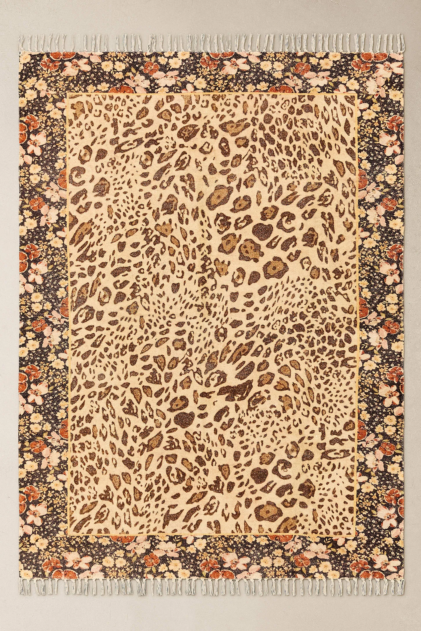 Floral Leopard 5x7ft / 150x210cm Rug - Neutral 2