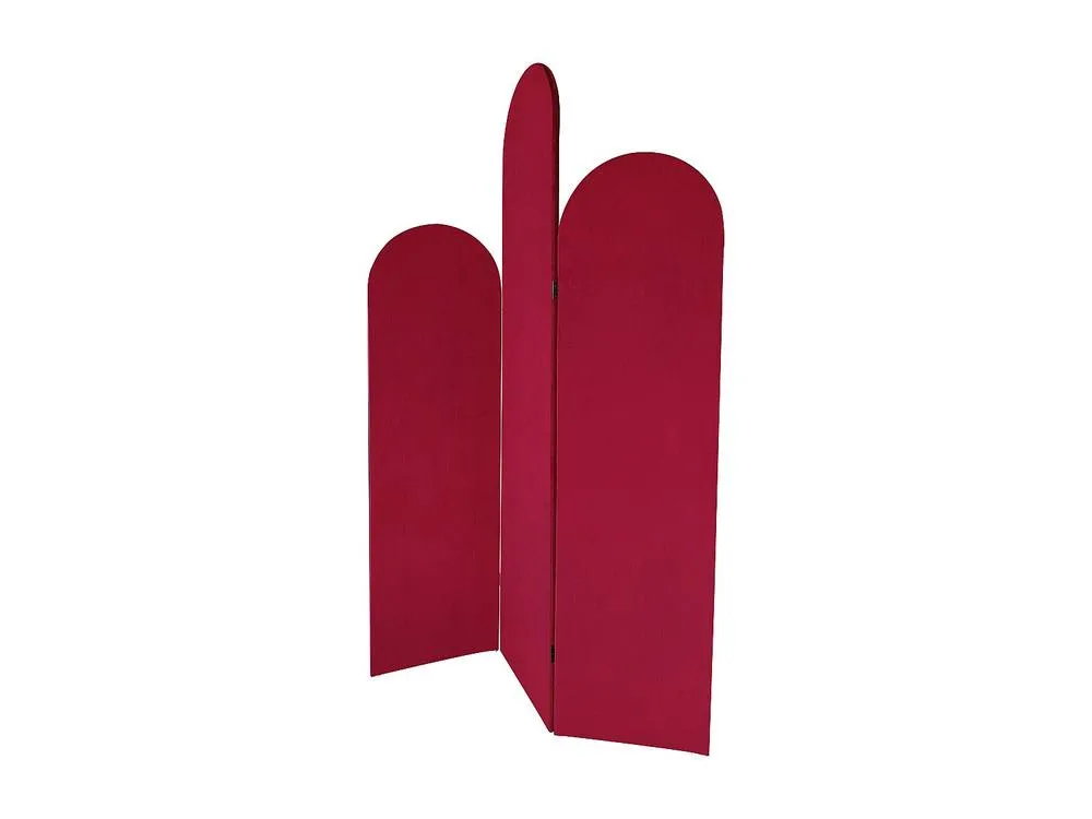 Vente-unique Asymmetric 3-Panel Velvet Room Divider - W. 47 X H. 180 Cm - Red in Burgundy 4