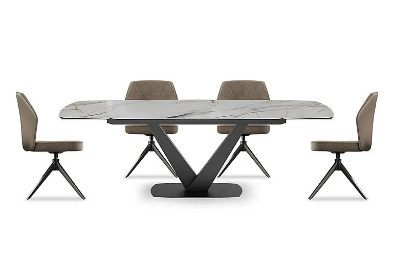 Julio Medium 160cm Draw Leaf Extending Dining Table in Fiorentio Marble Ceramic with 4 Chairs