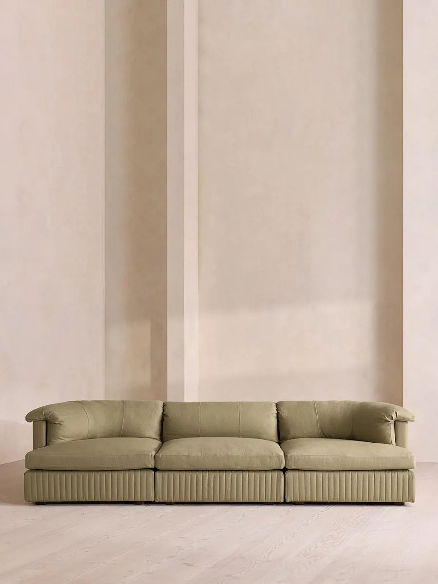 Oona Modular Sofa, Four Seater, Linen, Sage