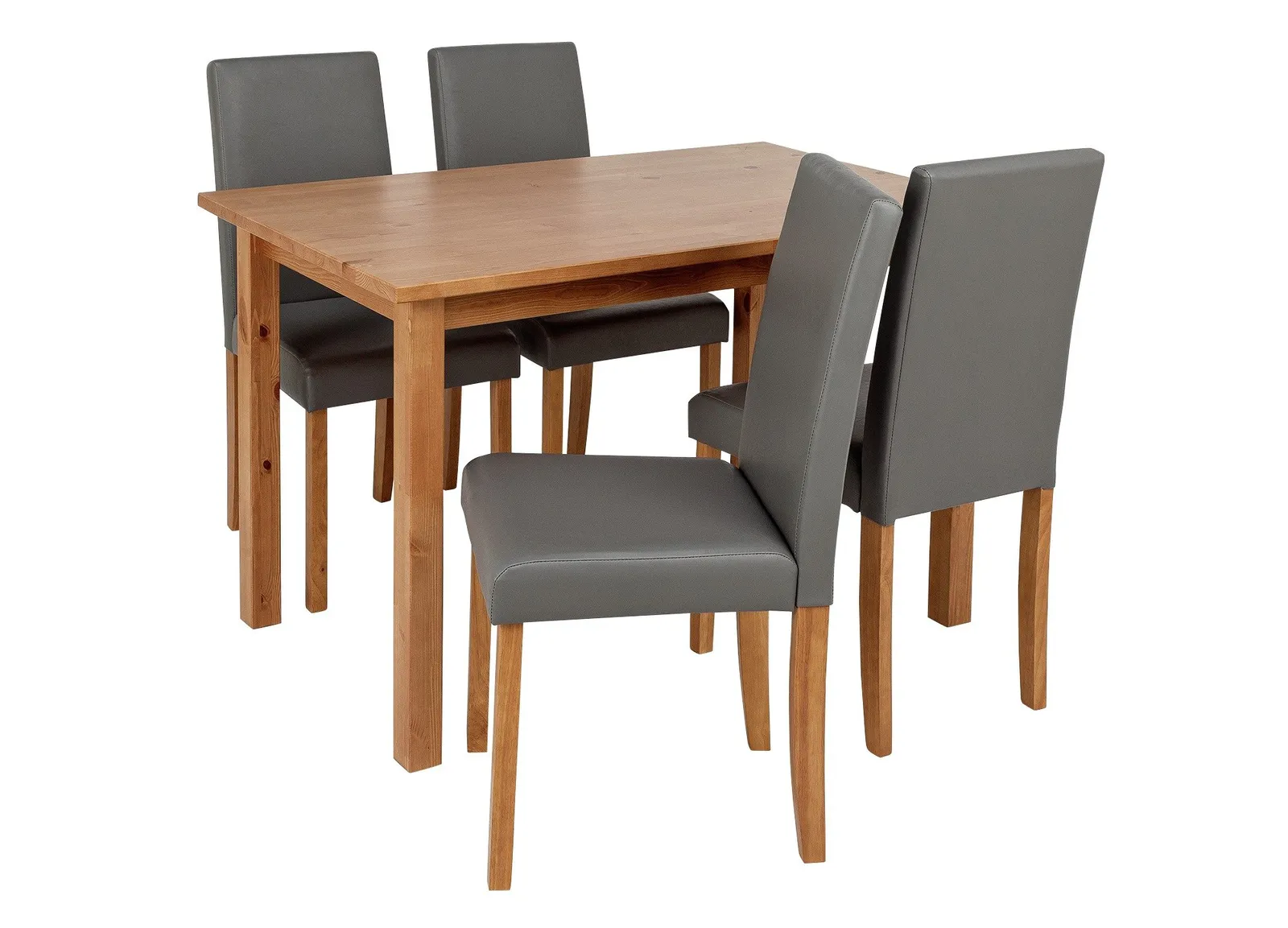Habitat Ashdon Solid Wood Dining Table & 4 Grey Chairs