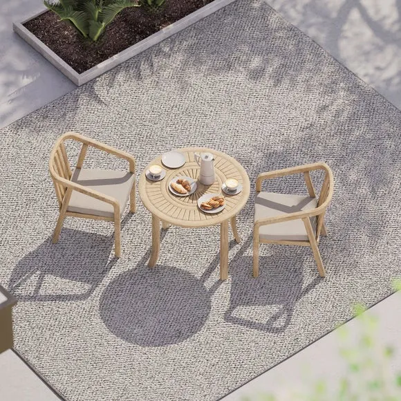 Maris 2 Seater Round Bistro Set With 2 Riven Chairs