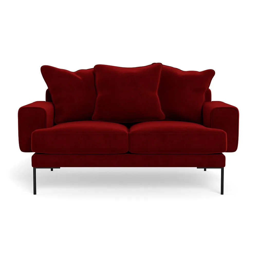 Heal's Torrington 2 Seater Sofa Smart Luxe Velvet Mulberry Black Feet