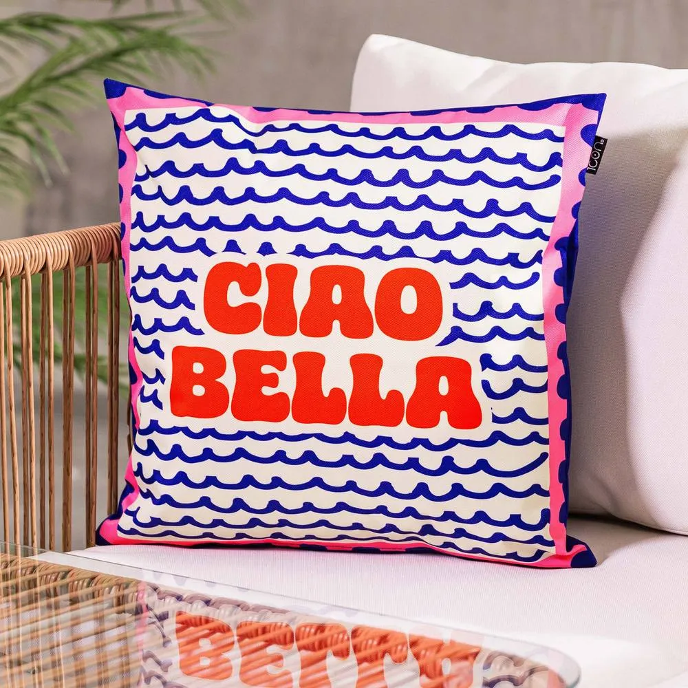 icon Cushion 43x43cm Ciao Bella Print in Blue