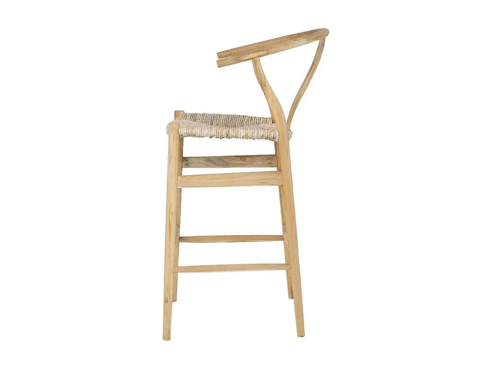 Vente-unique Teak & Wicker Bar Stool - Natural - POGIANA in Light Oak 6