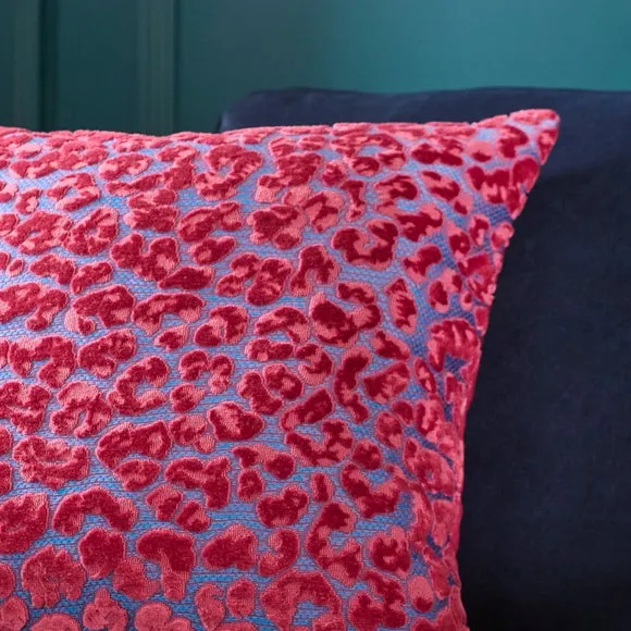Velvet Leopard Print Square Cushion 2