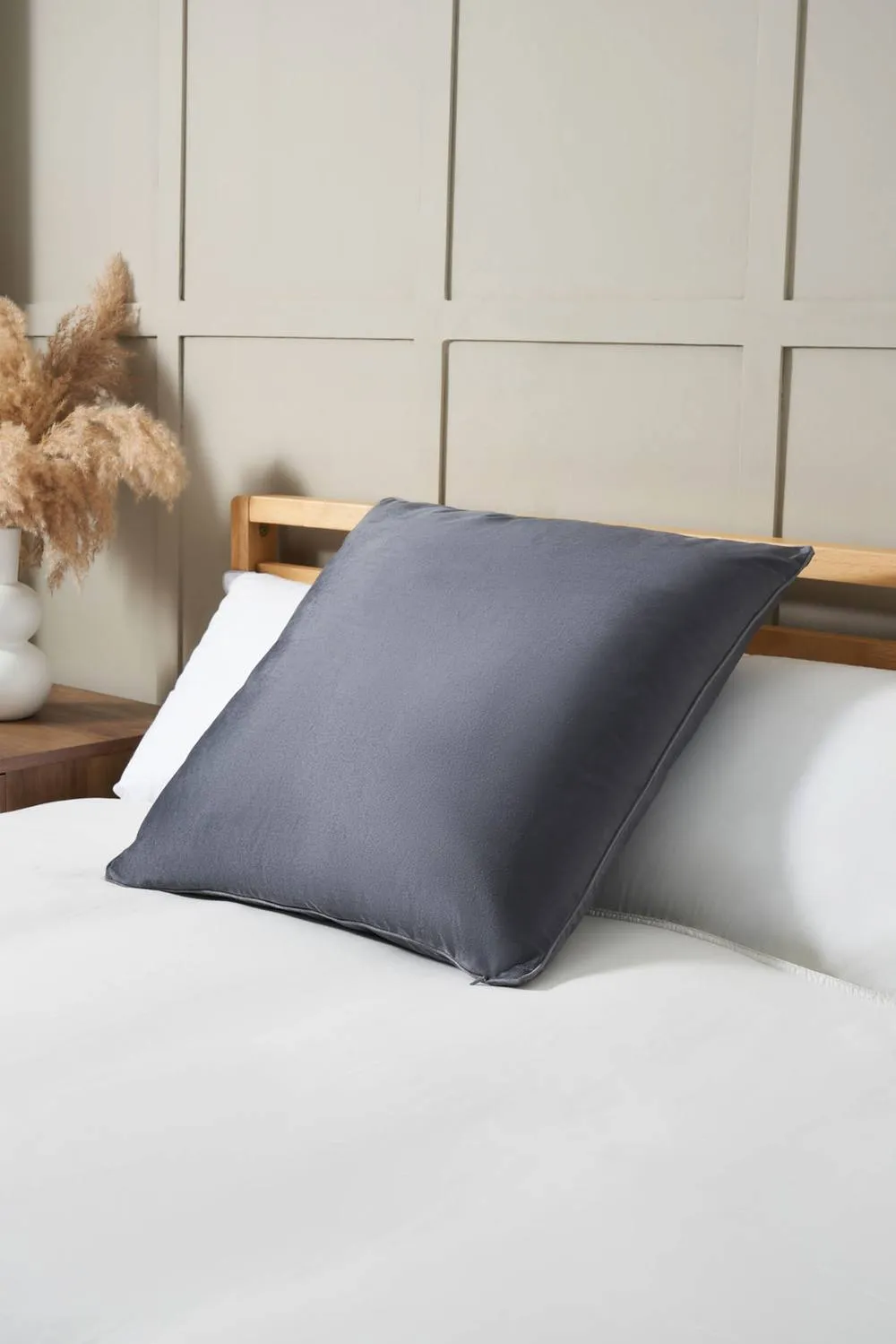 BHS Large Velour Piped Cushion in Grey 1