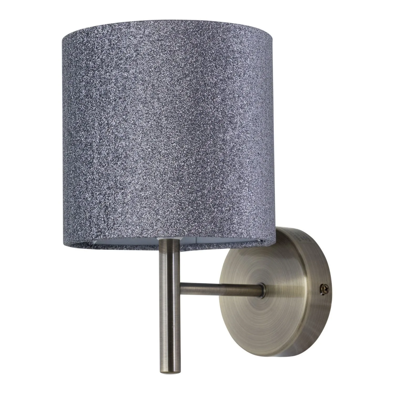 First Choice Lighting Brea - Antique Brass Wall Light with Silvery Glitter Shade in Gold