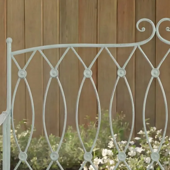 Wrought Iron 2 Seater Sage Green Bench 3