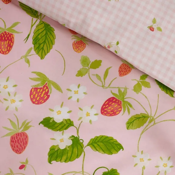 Catherine Lansfield Strawberry Frills Polycotton Duvet Cover & Pillowcase Set 4