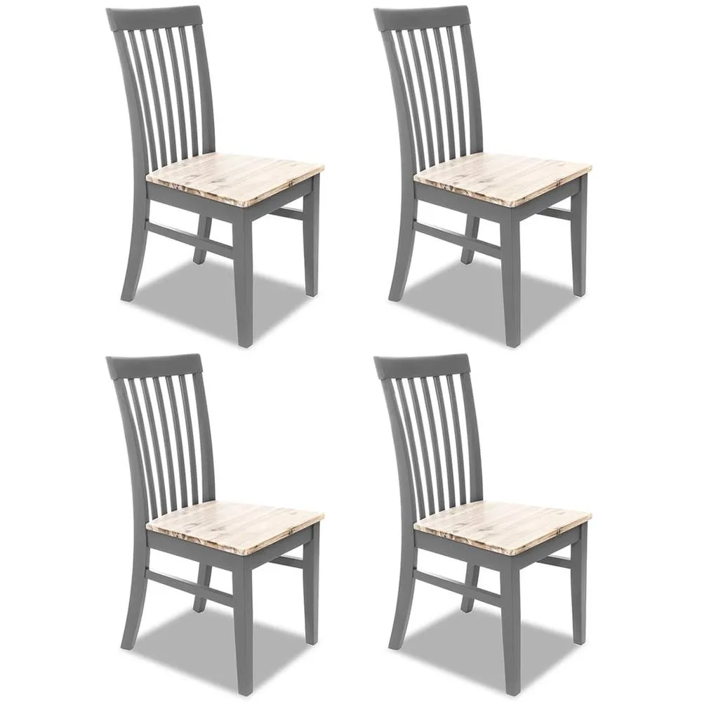 Statement Furniture Florence Highback Wooden Seat Chairs Set of 4 in Light Grey 1