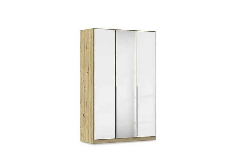 Freja 136cm 3 Door Hinged Glass Wardrobe With Mirror Door