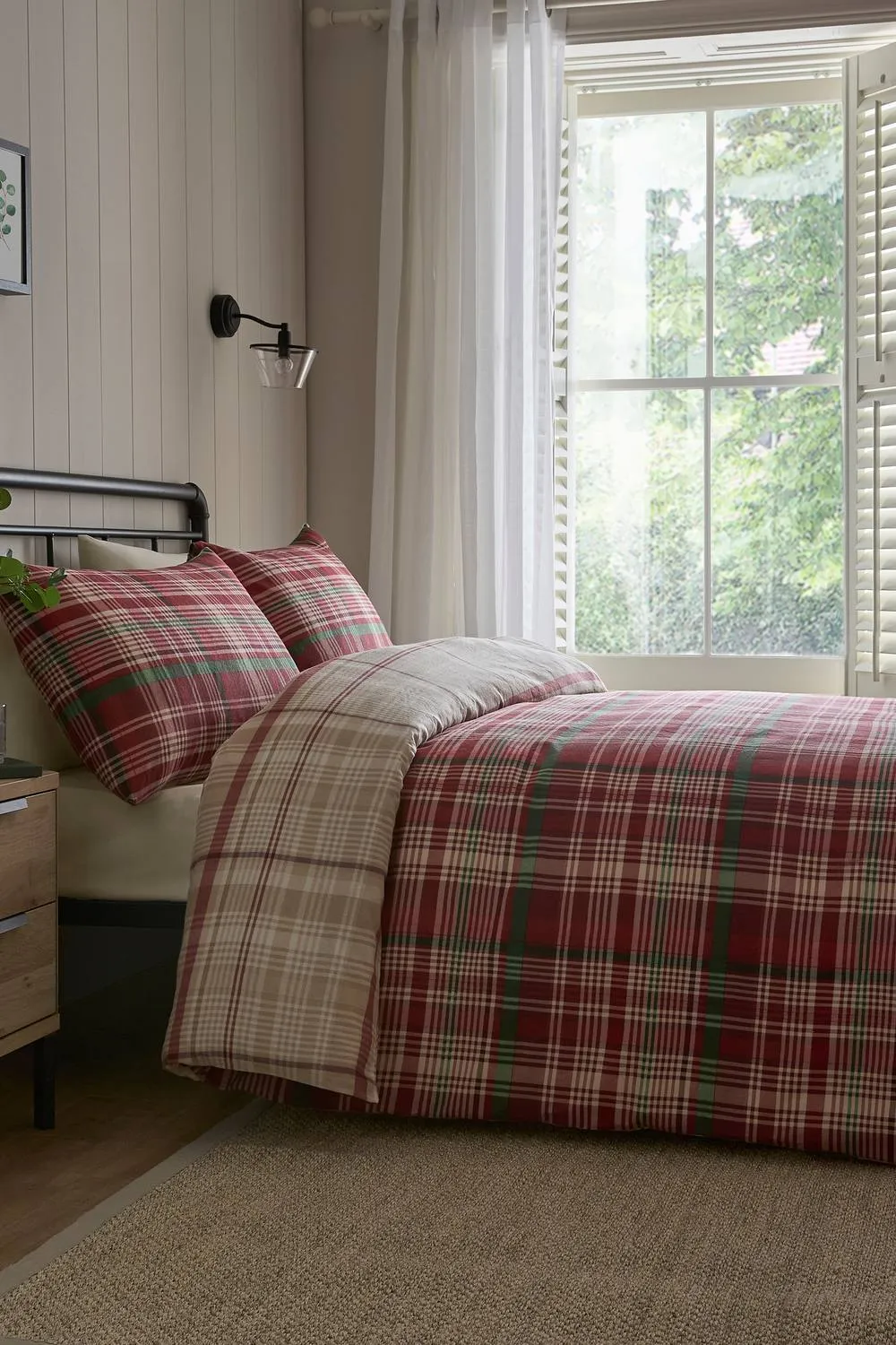 Dreams & Drapes 'Bennet Check' Brushed Cotton Duvet Cover Set in Red 1