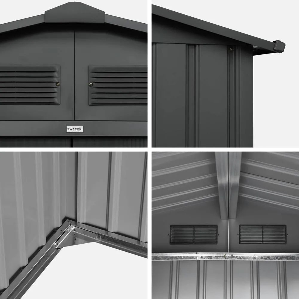 sweeek 12.99 m² metal garden shed in Dark Grey 5
